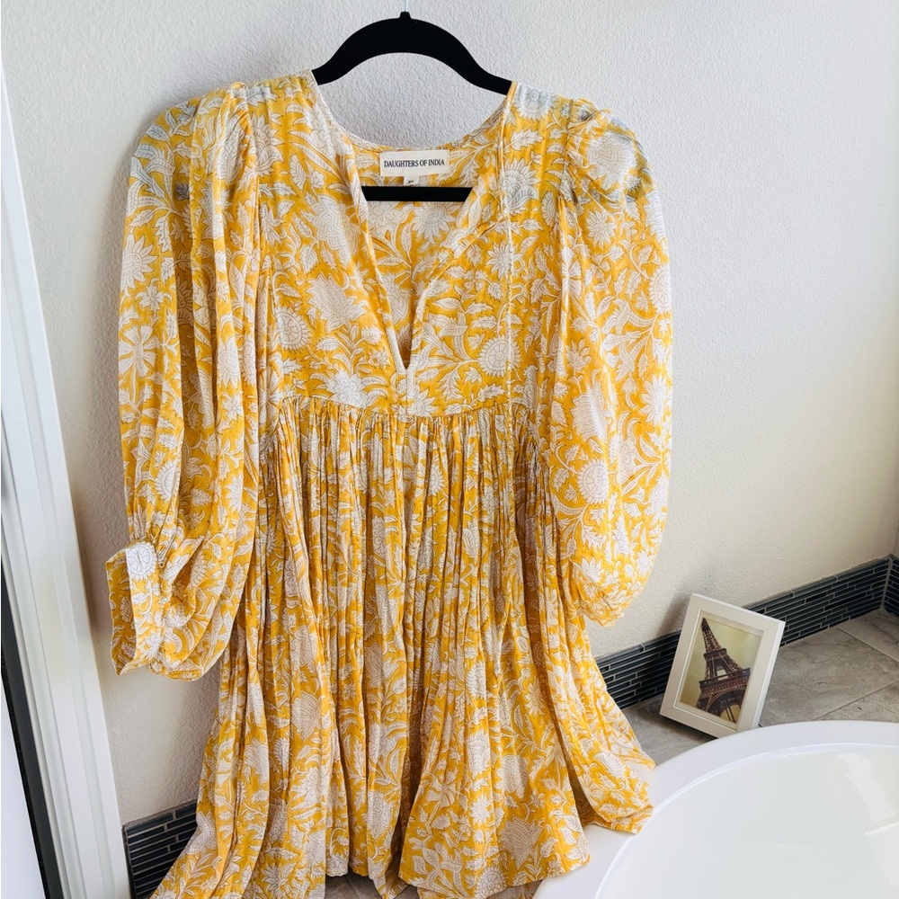 Daughter’s of India Sunlit Yellow Floral Dress